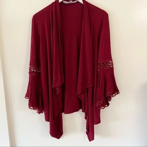 Anthropologie Oona & Maid Maroon Cardigan Sweater